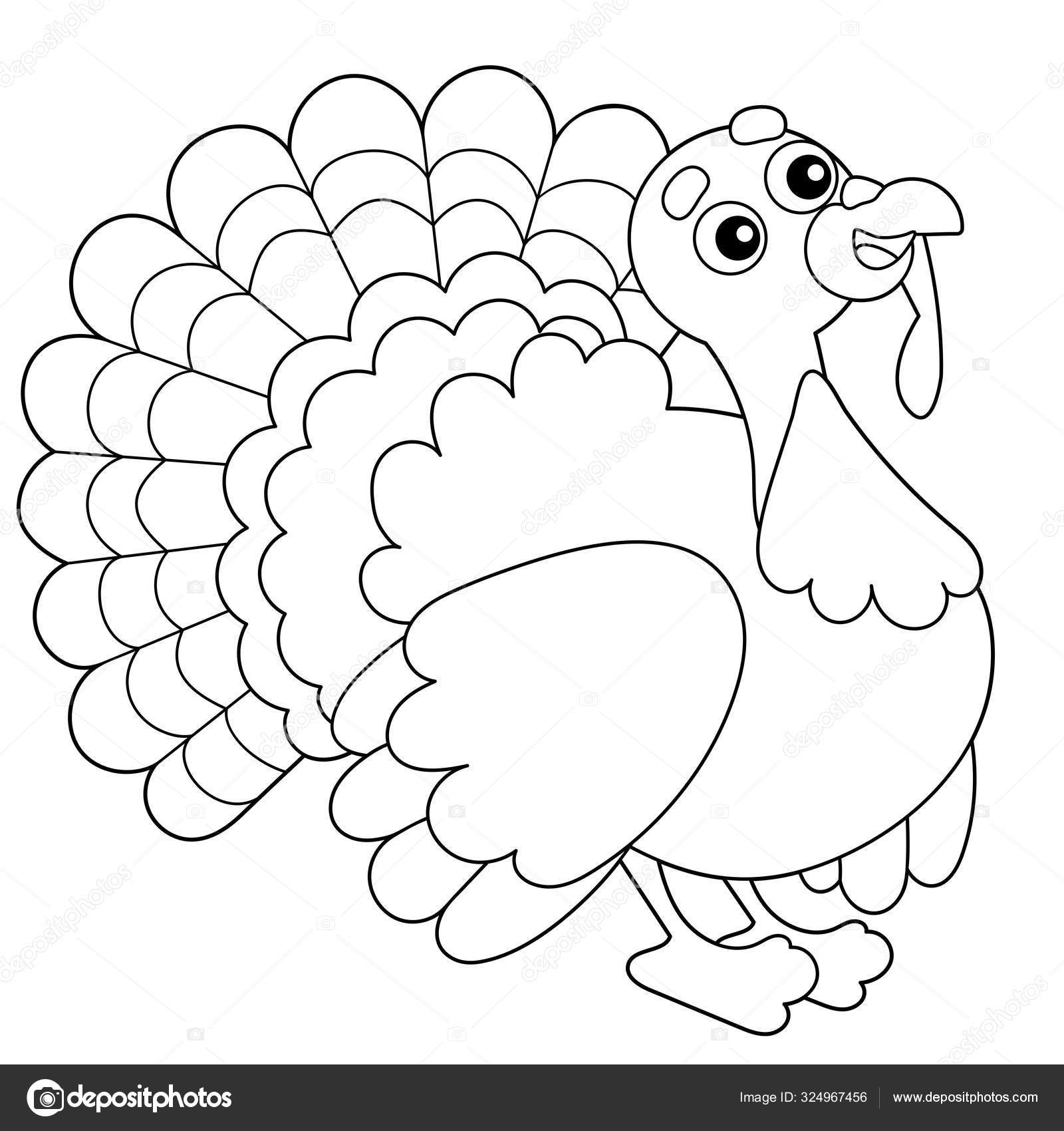 Coloring page outline of cartoon turkey farm animals coloring book for kids stock vector by oleon