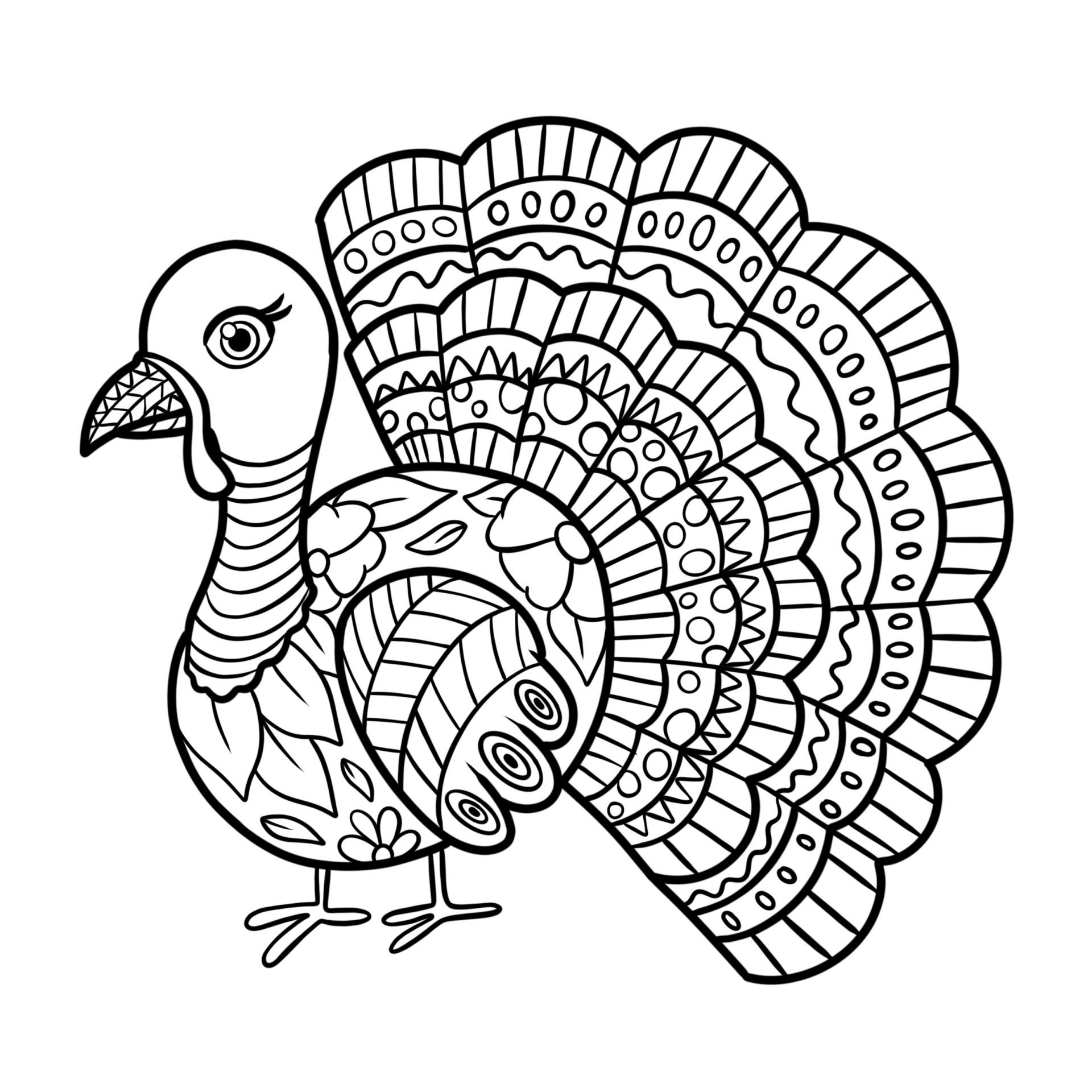 Mandala turkey coloring page