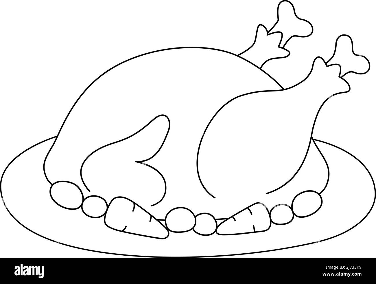 Thanksgiving turkey feast isolated coloring page stock vector image art