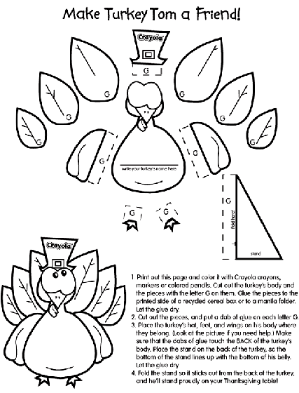 Turkey craft free printable coloring page for kids