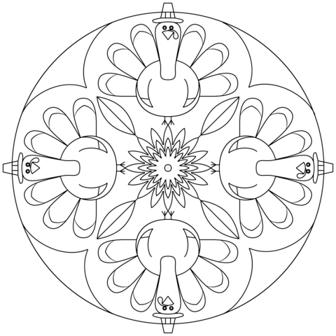 Thanksgiving mandala coloring page free printable coloring pages