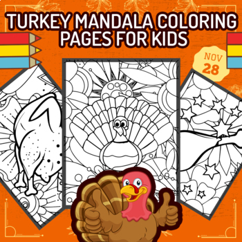 Turkey mindfulness mandala coloring pages pdf sheets by funnyarti