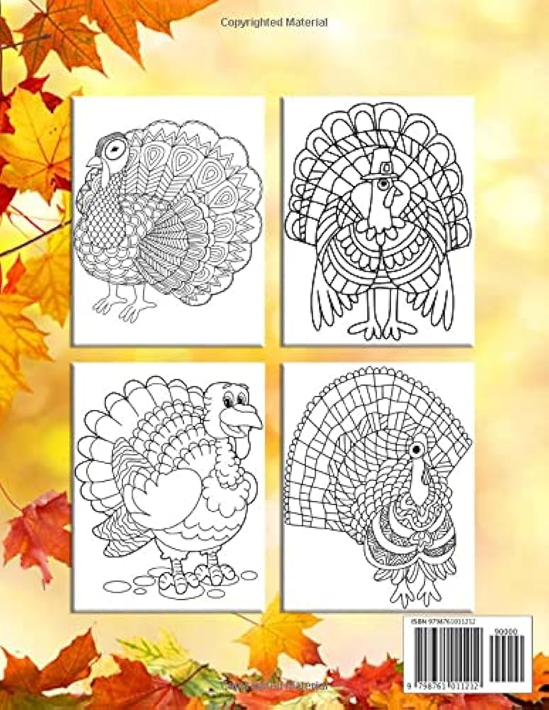 Turkey adult coloring book an adult turkey coloring book beautiful thanksgiving turkey designs with stress relief and relaxation turkey coloring book for adults store habibur books