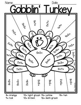 Thanksgiving multiplication color by number thanksgiving math coloring thanksgiving math lessons thanksgiving multiplication