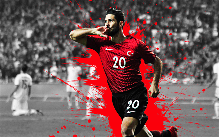 Download wallpapers emre akbaba k turkey national football team art splashes of paint grunge art turkish footballer creative art turkey football for desktop free pictures for desktop free