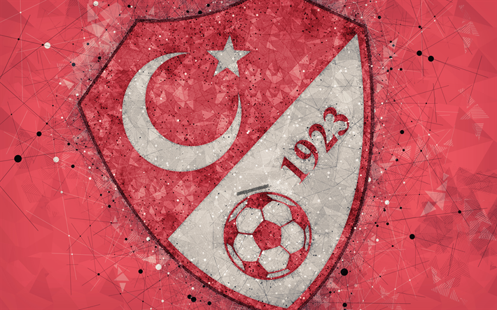 Download wallpapers turkey national football team k geometric art logo red abstract background uefa europe emblem turkey football grunge style creatâ geometric art creative art abstract backgrounds