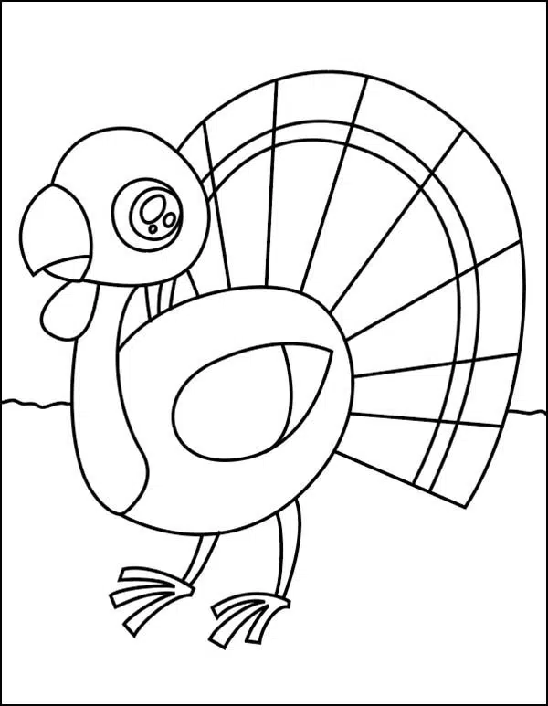 Easy how to draw a cute turkey tutorial turkey coloring page