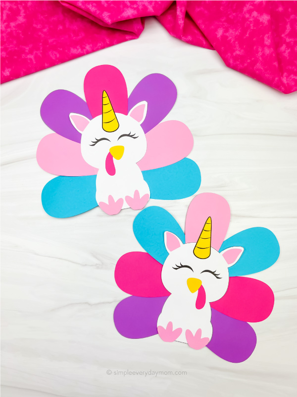 Unicorn turkey disguise craft for kids free template