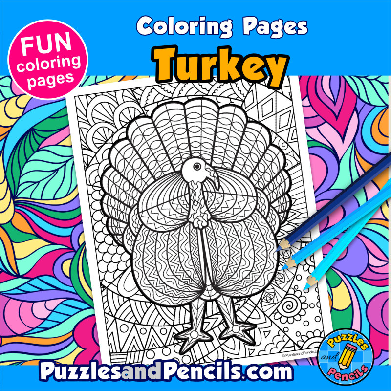 Zentangle turkey coloring activity mindfulness coloring pages made by teachers