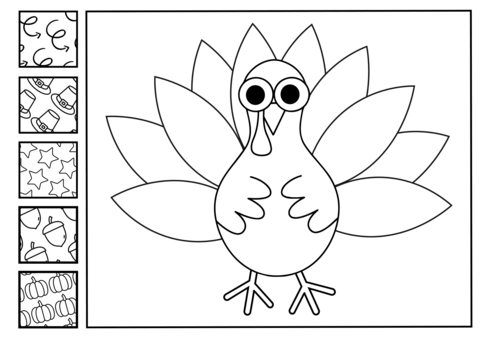 Fill thanksgiving turkey with patterns coloring page free printable coloring pages