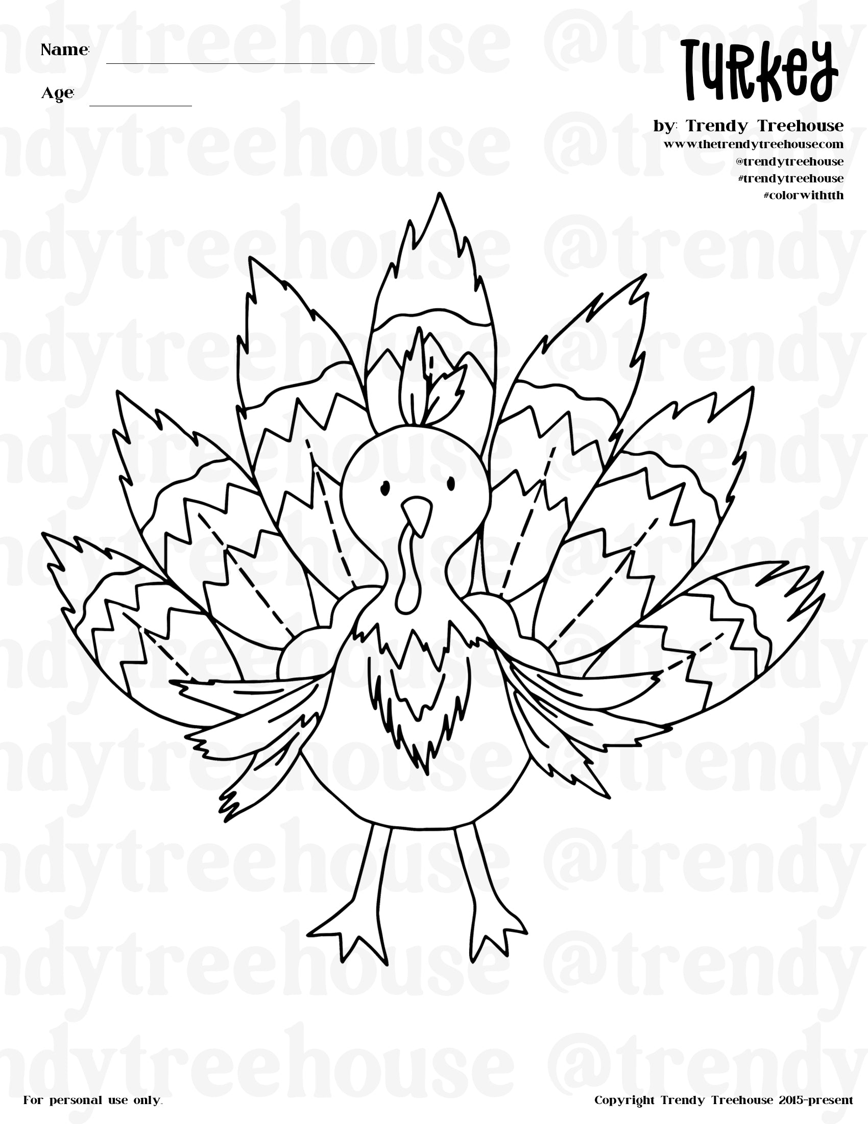 Thanksgiving color pages â trendy treehouse