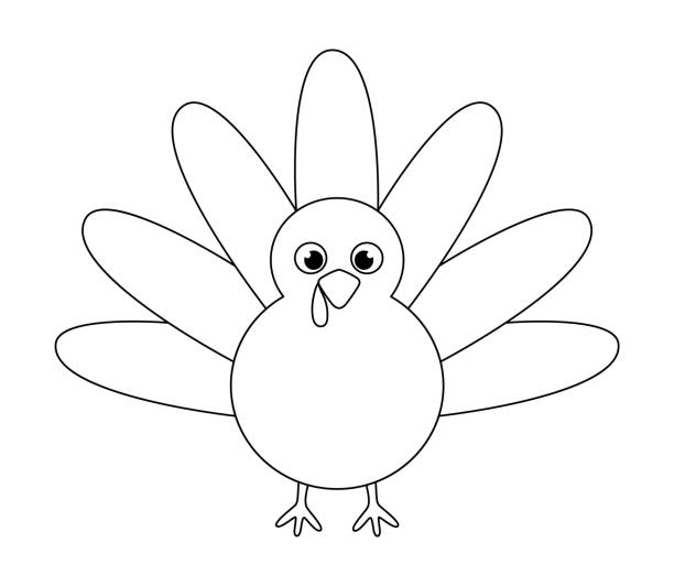 Vector illustration of thanksgiving turkey isolated on white background simple outline turkey for kids coloring book stock illustration