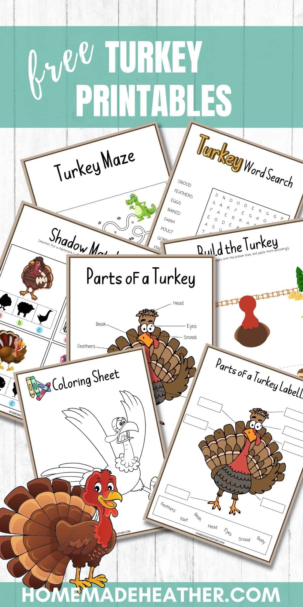 Free turkey activity printables for kids homemade heather