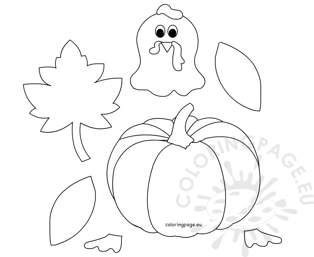 Pumpkin turkey thanksgiving template coloring page