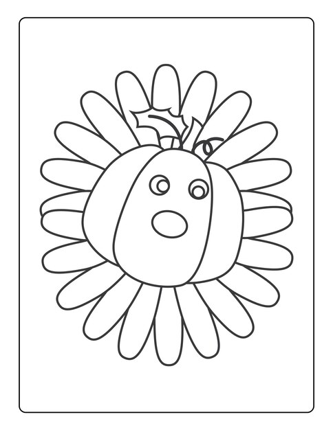 Premium vector thanksgiving coloring pages for kids with turkey and pumpkin black and white activity worksheet