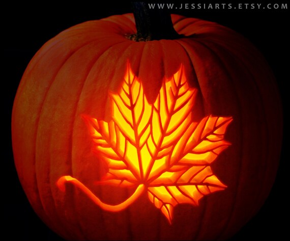 Printable maple leaf pumpkin carving stencil halloween pumpkin carving template leaf pumpkin carving