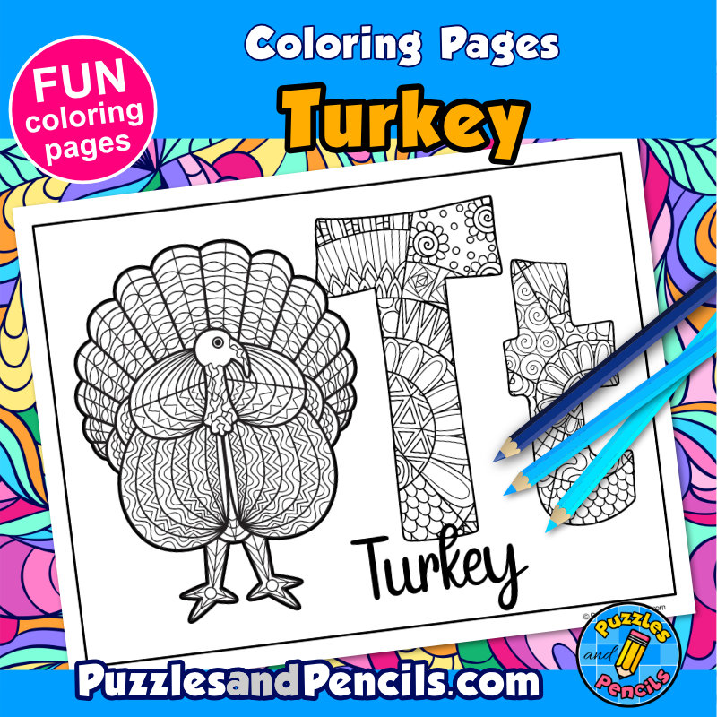 Zentangle turkey coloring activity mindfulness coloring pages made by teachers