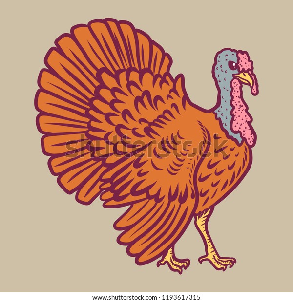 Drawing realistic turkey icon hand drawn stock vector royalty free