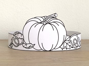 Pumpkin coloring paper crown autumn printable craft