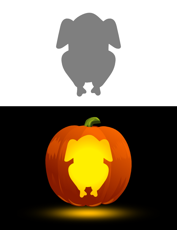 Printable cooked turkey pumpkin stencil