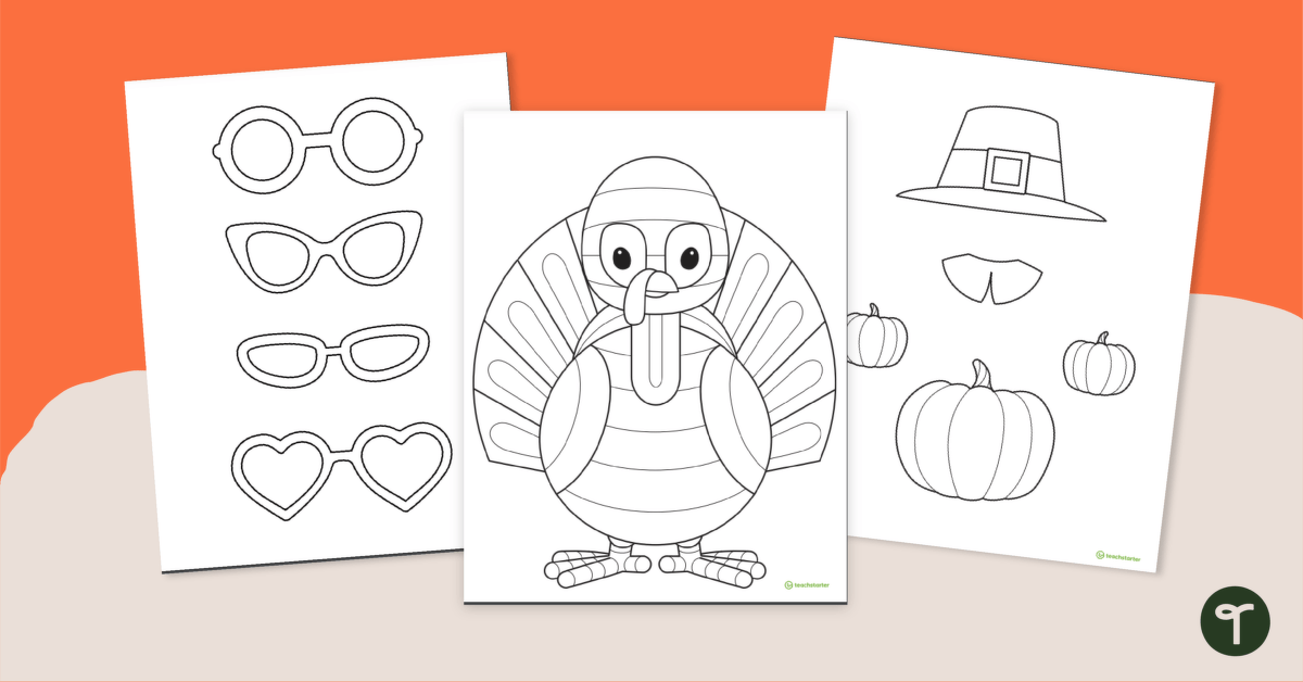 Funky turkey thanksgiving craft template teach starter