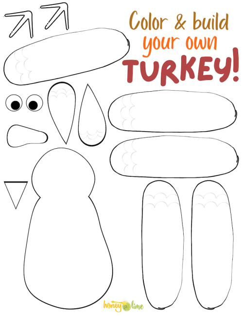 Free build a turkey printable template for kids