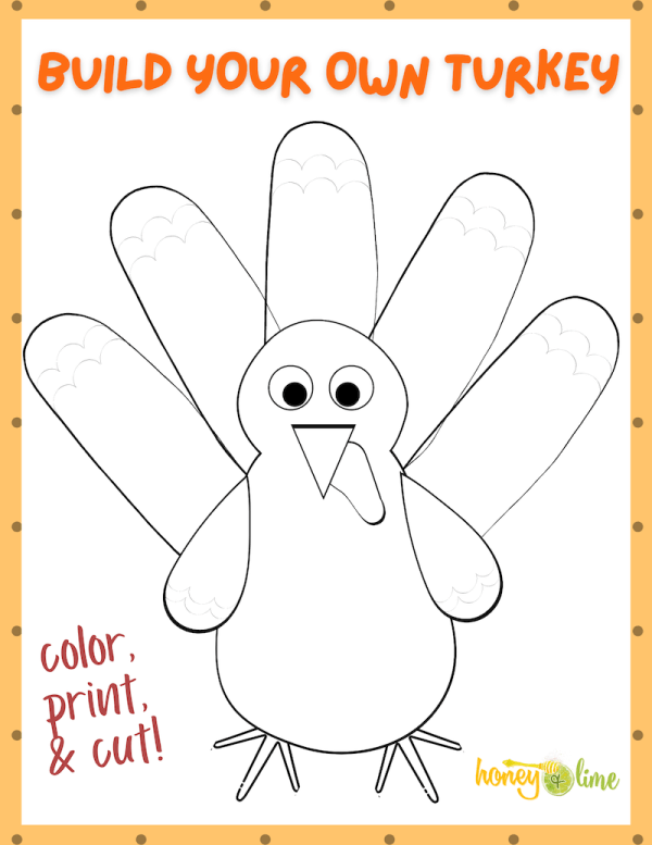 Free build a turkey printable template for kids