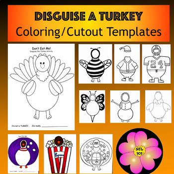 Dont eat me disguise the turkey coloringcutout template tpt