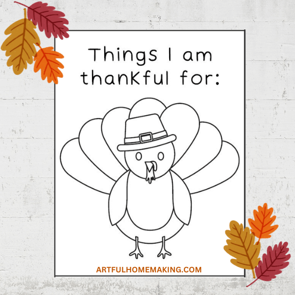 Thankful turkey thanksgiving printable for kids