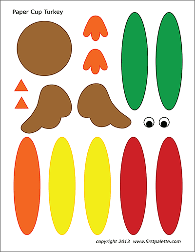 Paper cup turkey templates free printable templates coloring pages