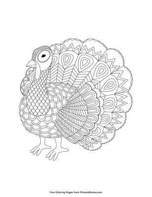 Zentangle turkey coloring page â free printable pdf from