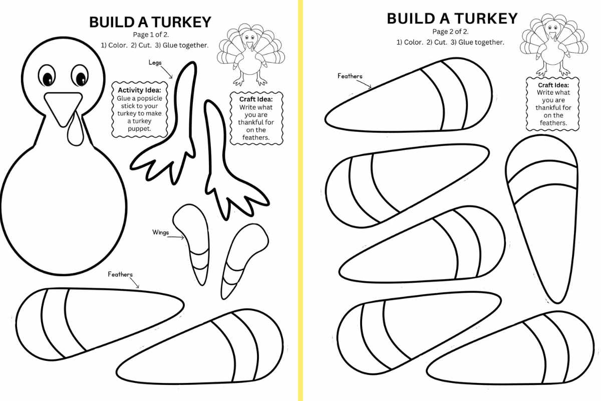 Build a turkey craft free printable craft corner diy