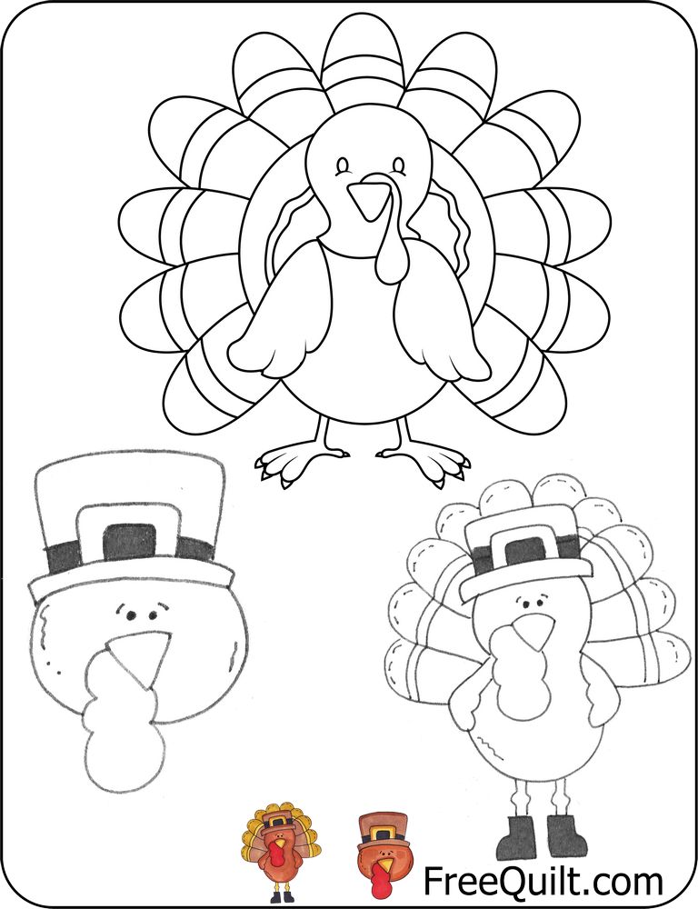 Thanksgiving turkey outlines or templates printable page