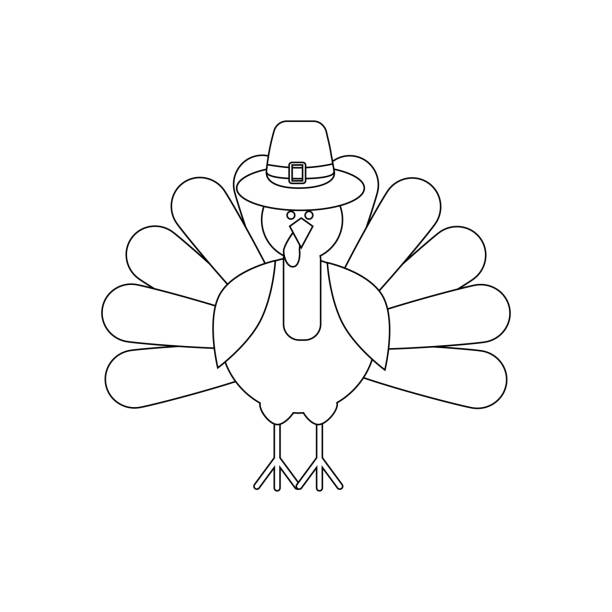 Turkey thanksgiving day coloring page stock illustration