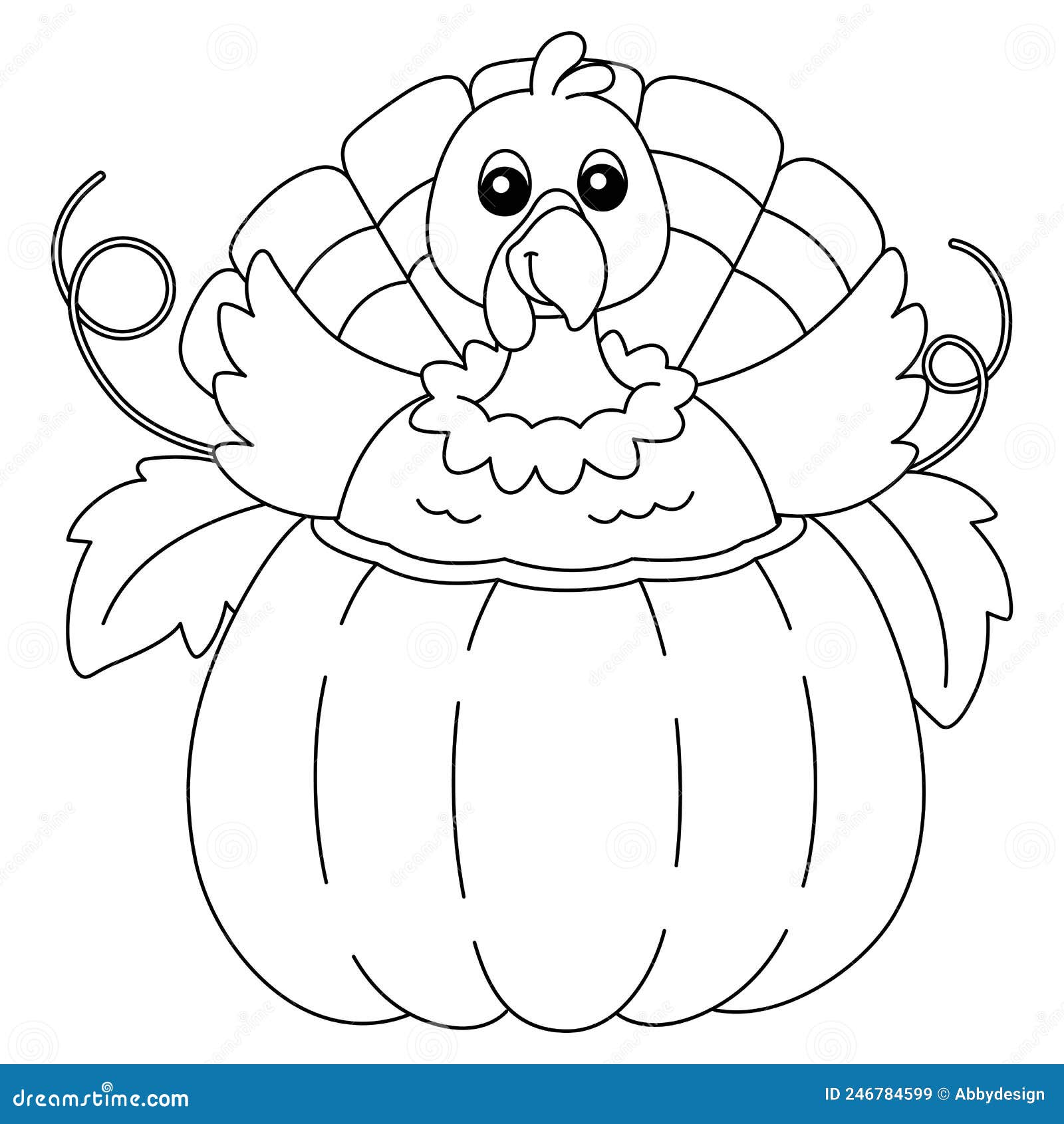 Thanksgiving turkey in pumpkin isolated coloring stock vector