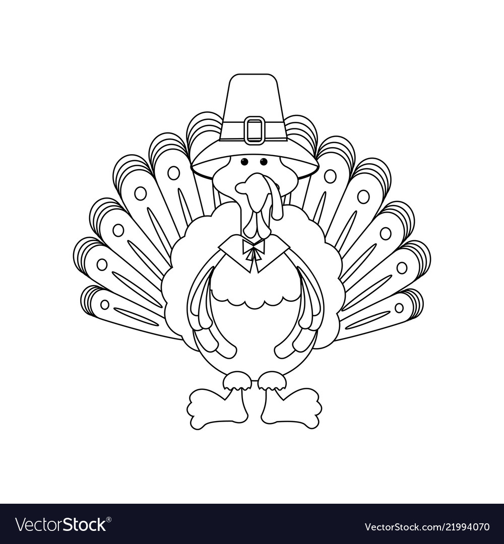 Turkey thanksgiving day coloring page royalty free vector