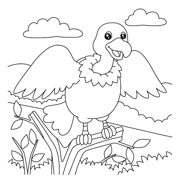 Premium vector vulture coloring page for kids