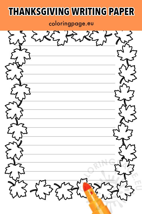 Thanksgiving writing paper template coloring page