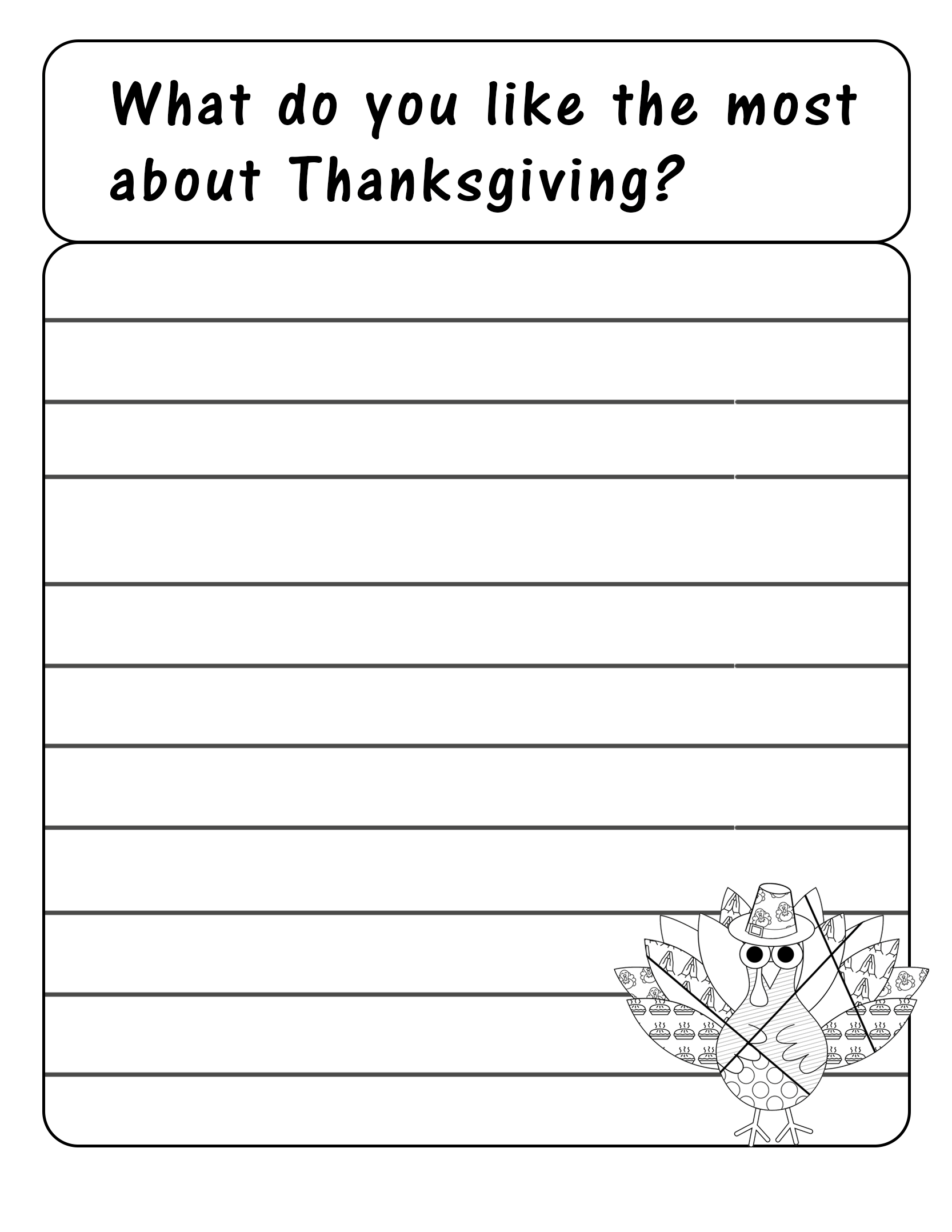 Thanksgiving writing prompt free printable papercraft templates