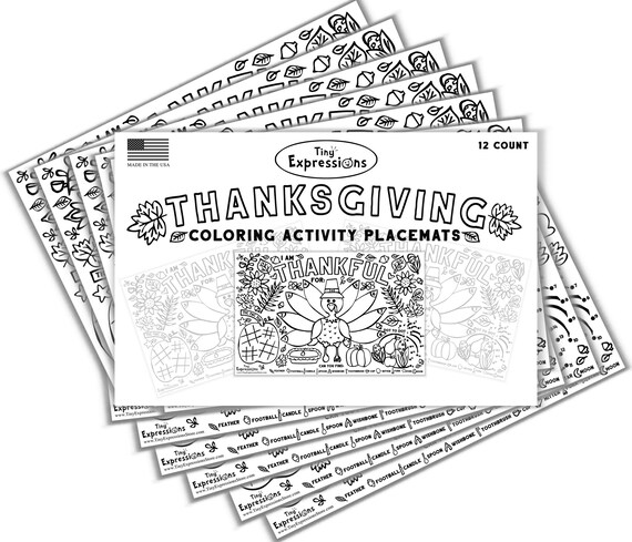 Fall thanksgiving placemats for kids turkey placemats paper coloring activity paper table mats for children to write thankful list