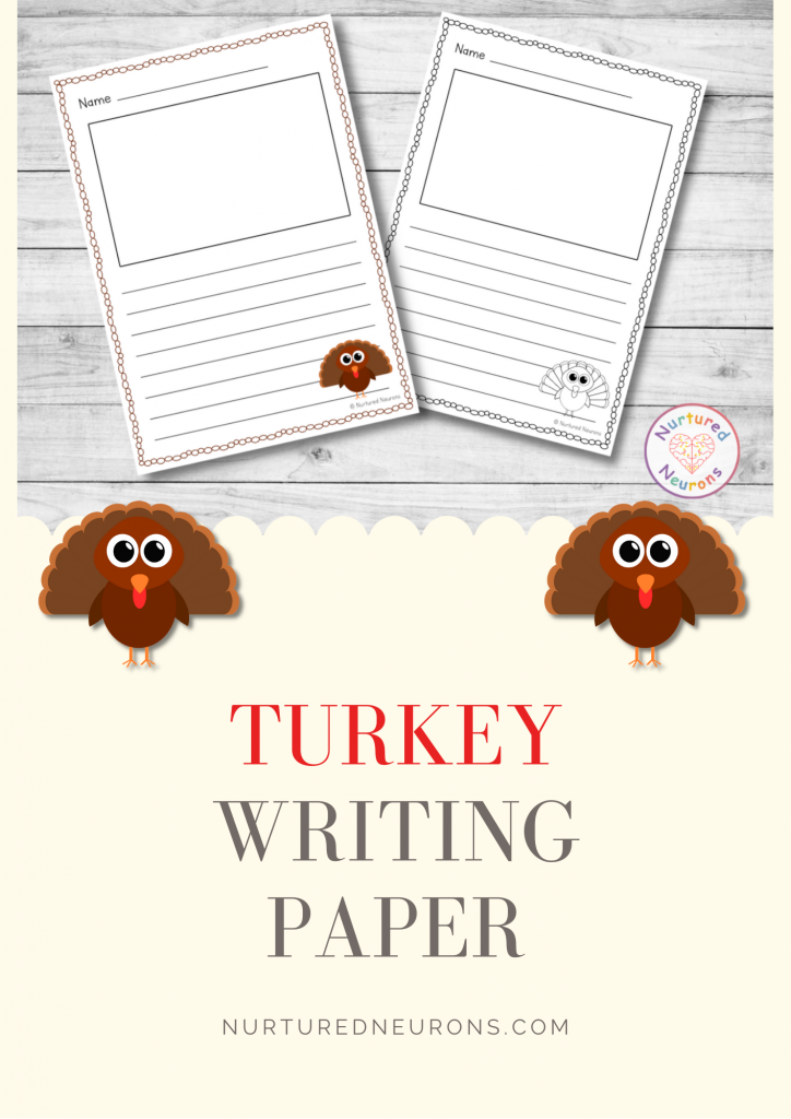 Printable turkey writing paper thanksgiving pages