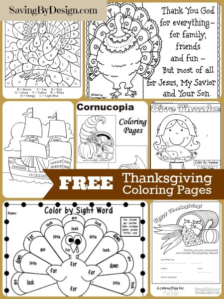 Free thanksgiving coloring pages saving by design