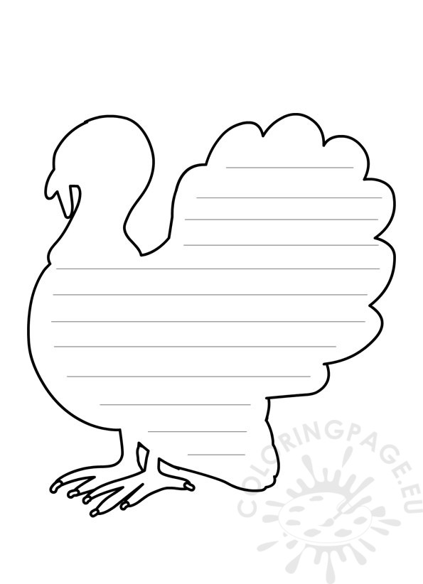 Turkey writing paper coloring page