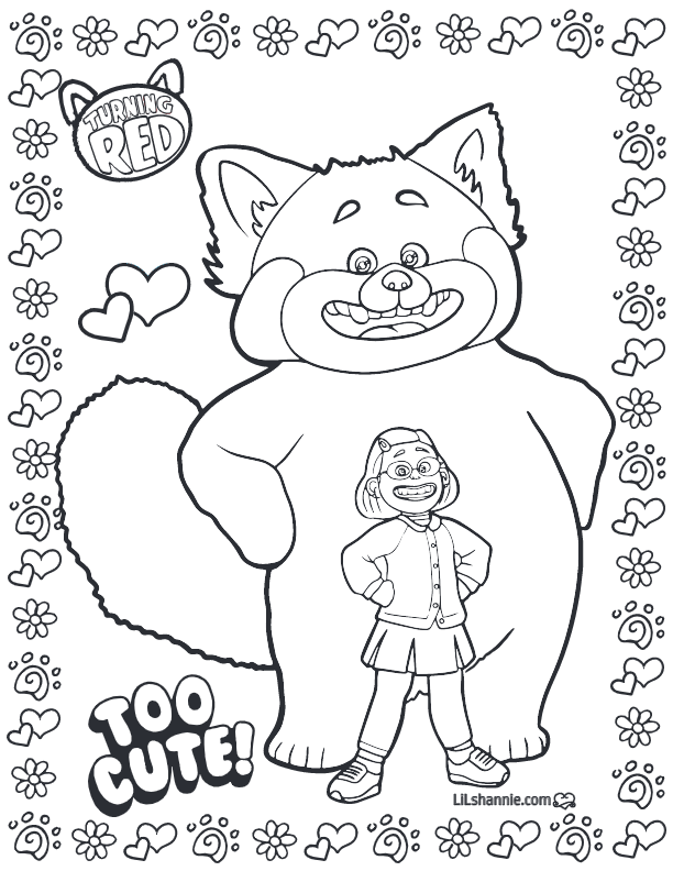 Turning red coloring page