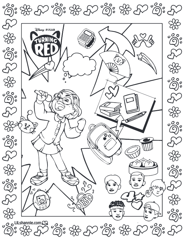 Turning red coloring page