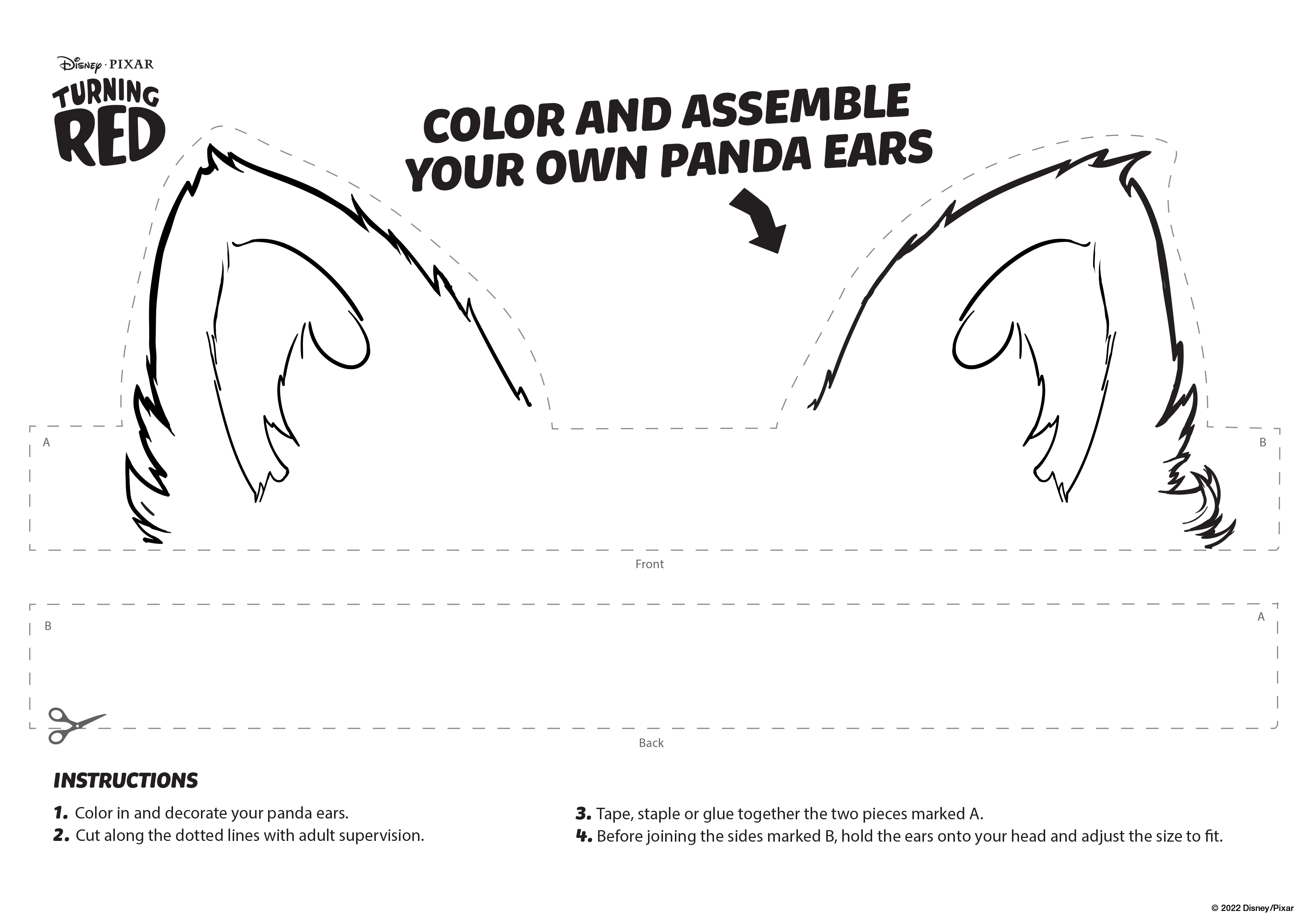 Turning red coloring pages and activity sheets