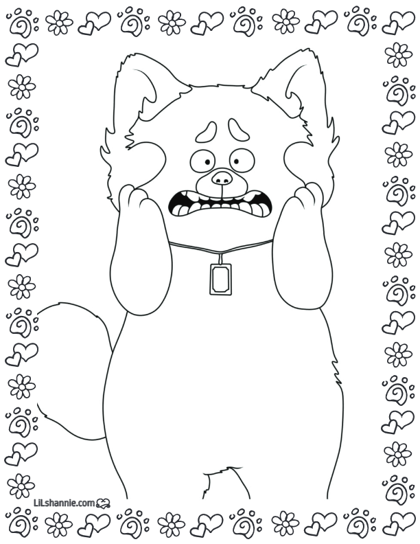 Turning red coloring page