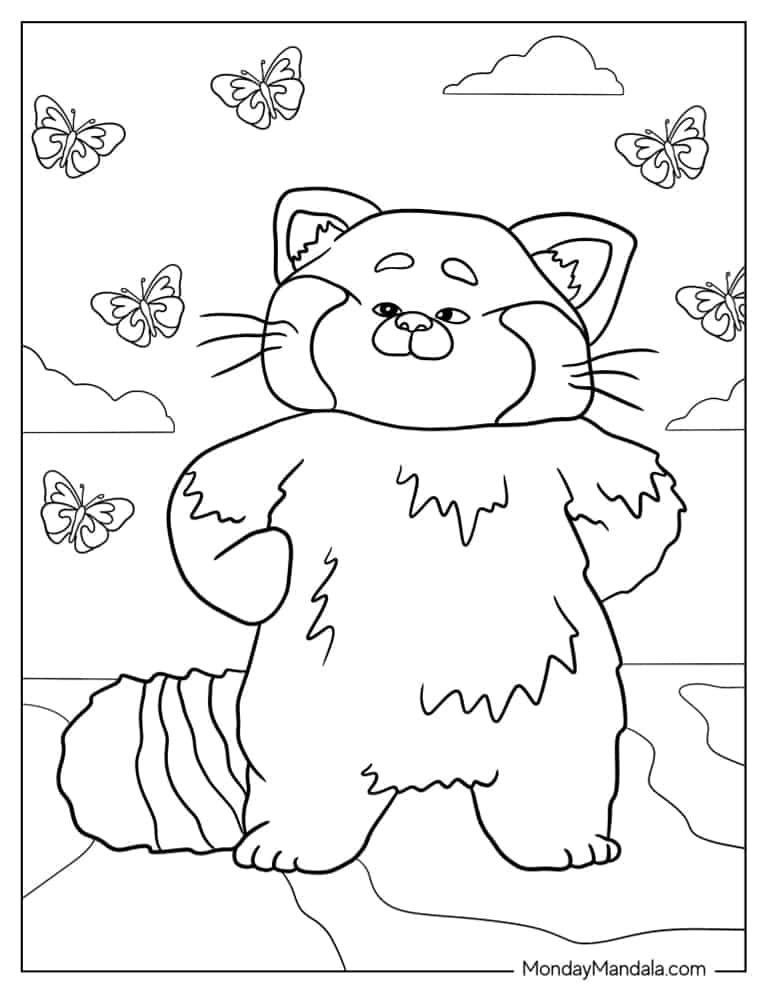 Red panda coloring pages free pdf printables