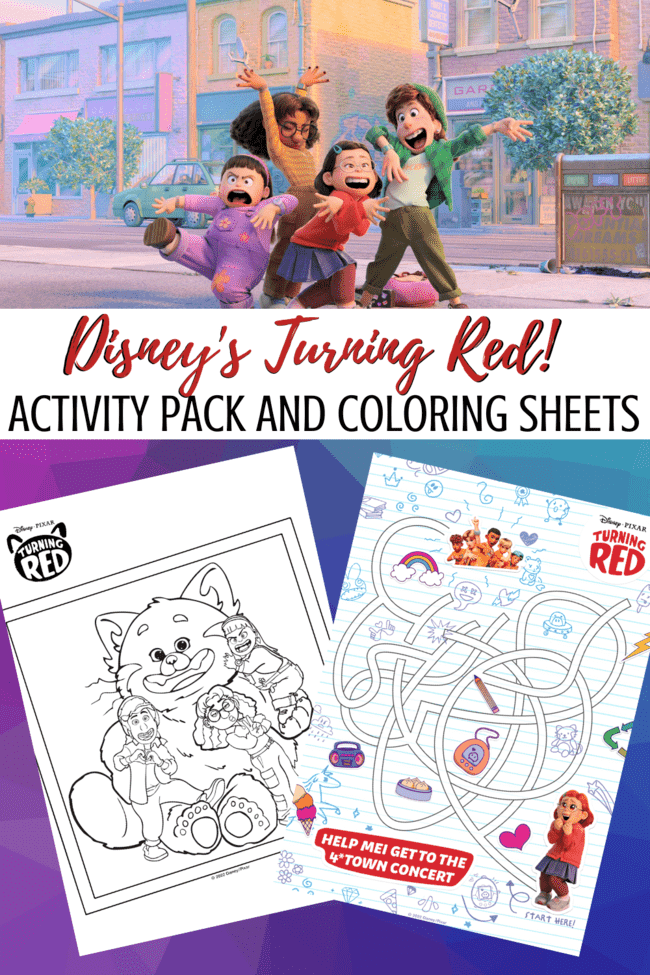 Free turning red activity pack and coloring sheets