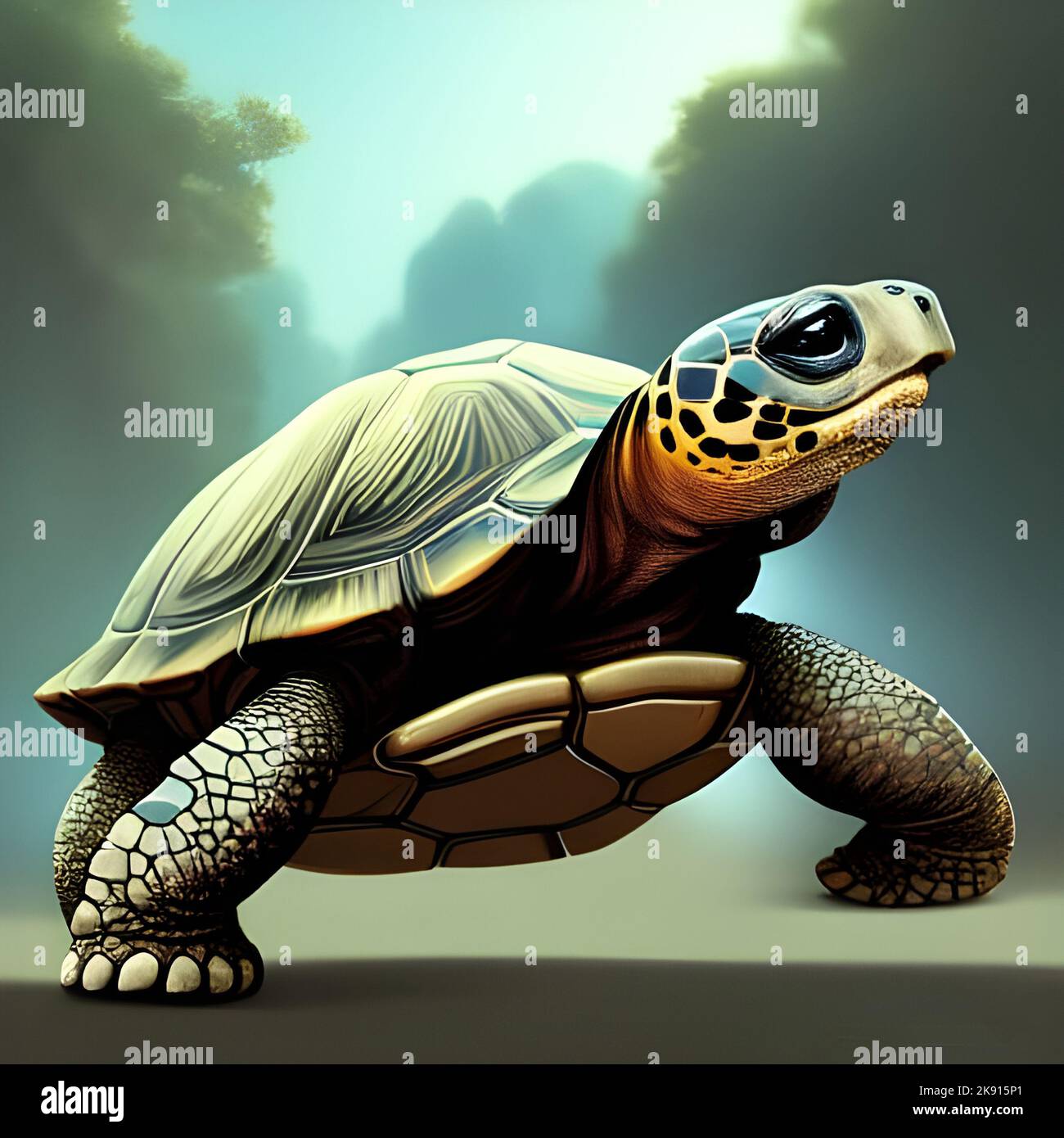 Realistic illustration tortoise hi